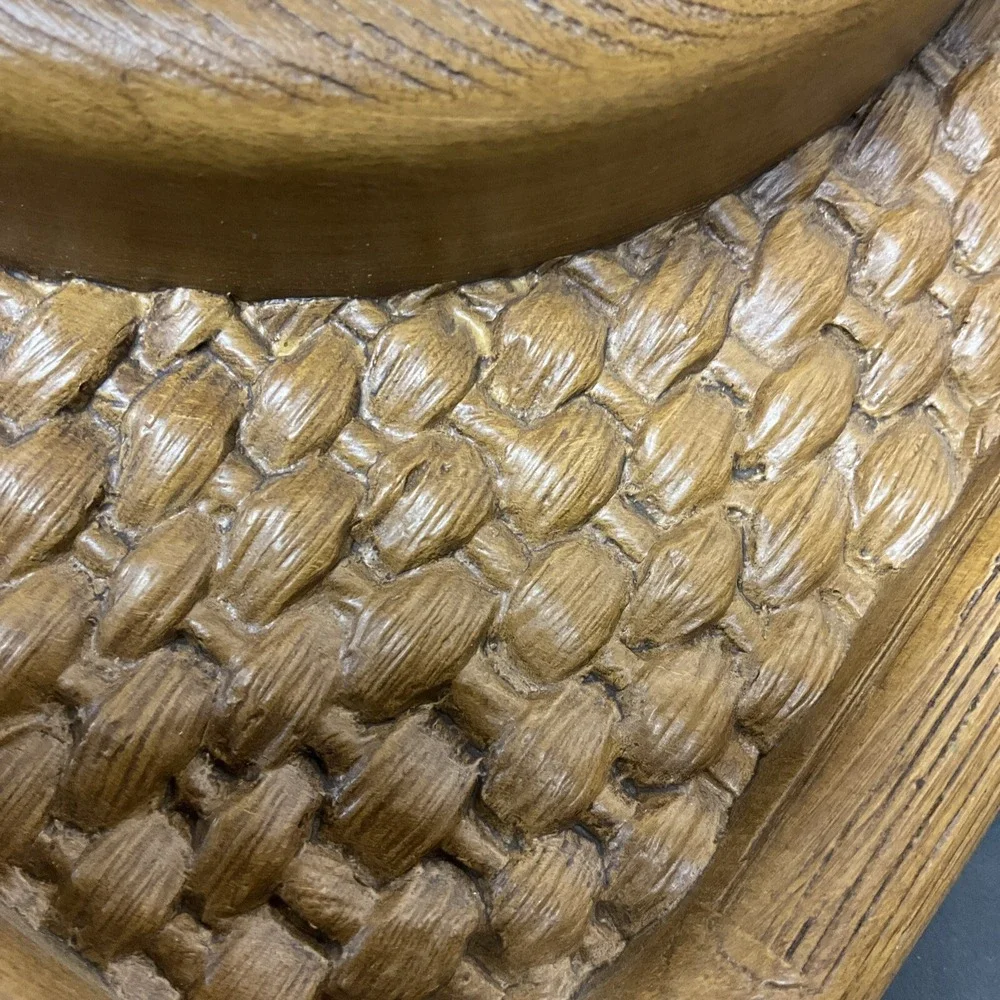Vintage 1967 Syroco Faux Rattan Basketweave Wall Clock 1081 Mid Century MCM Boho